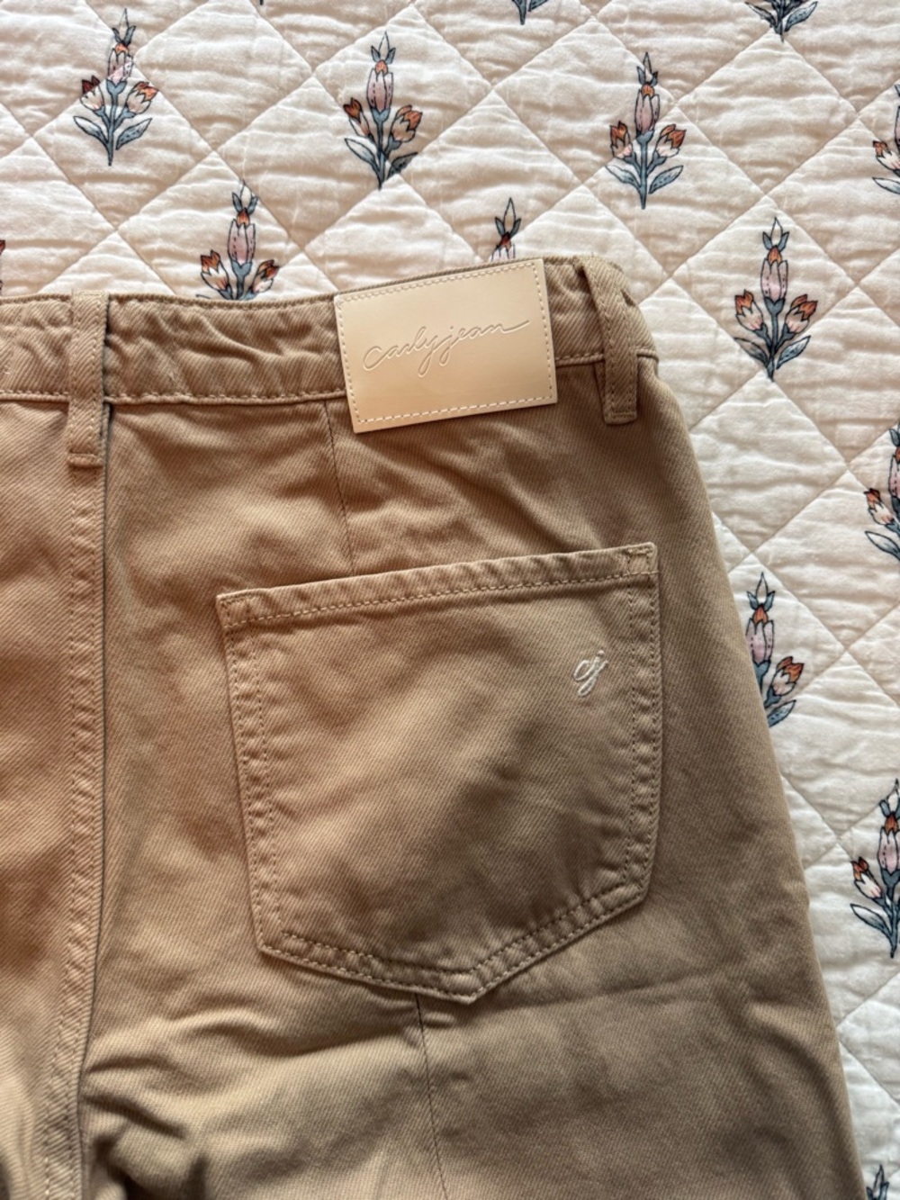 Carly Jean Los Angeles Khaki High-Rise Cotton Pants